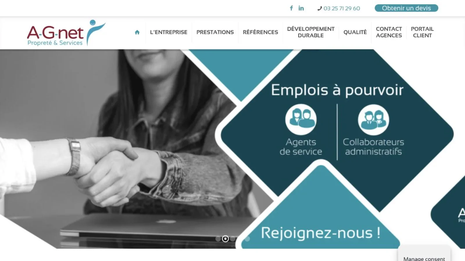 Capture monochrome du site A-G-net